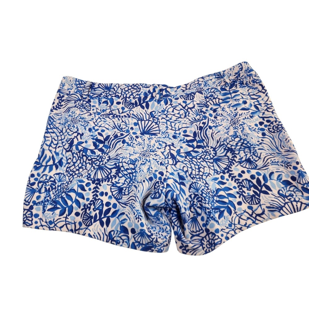 Lilly Pulitzer Jayne Knit Shorts Calla Lilly Blue Floral Print Womens Size 16